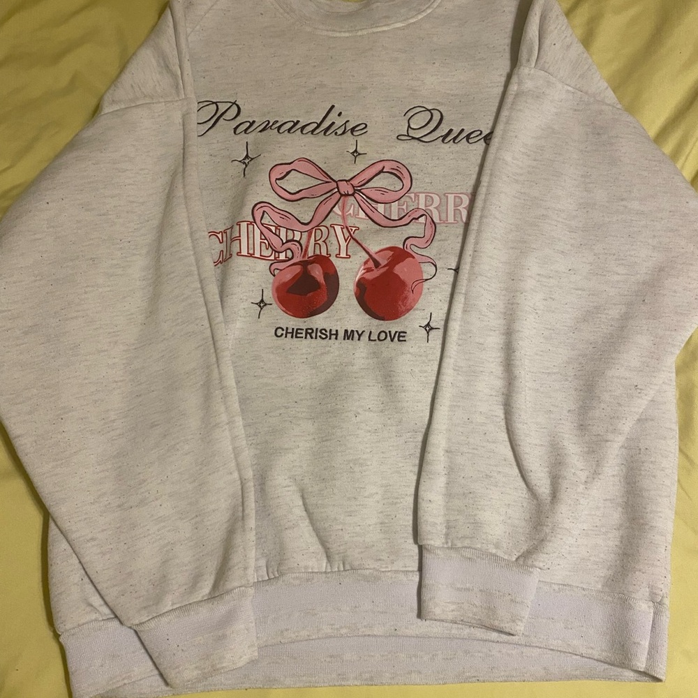 Gray Paradise Queen Sweatshirt with Cherry Design